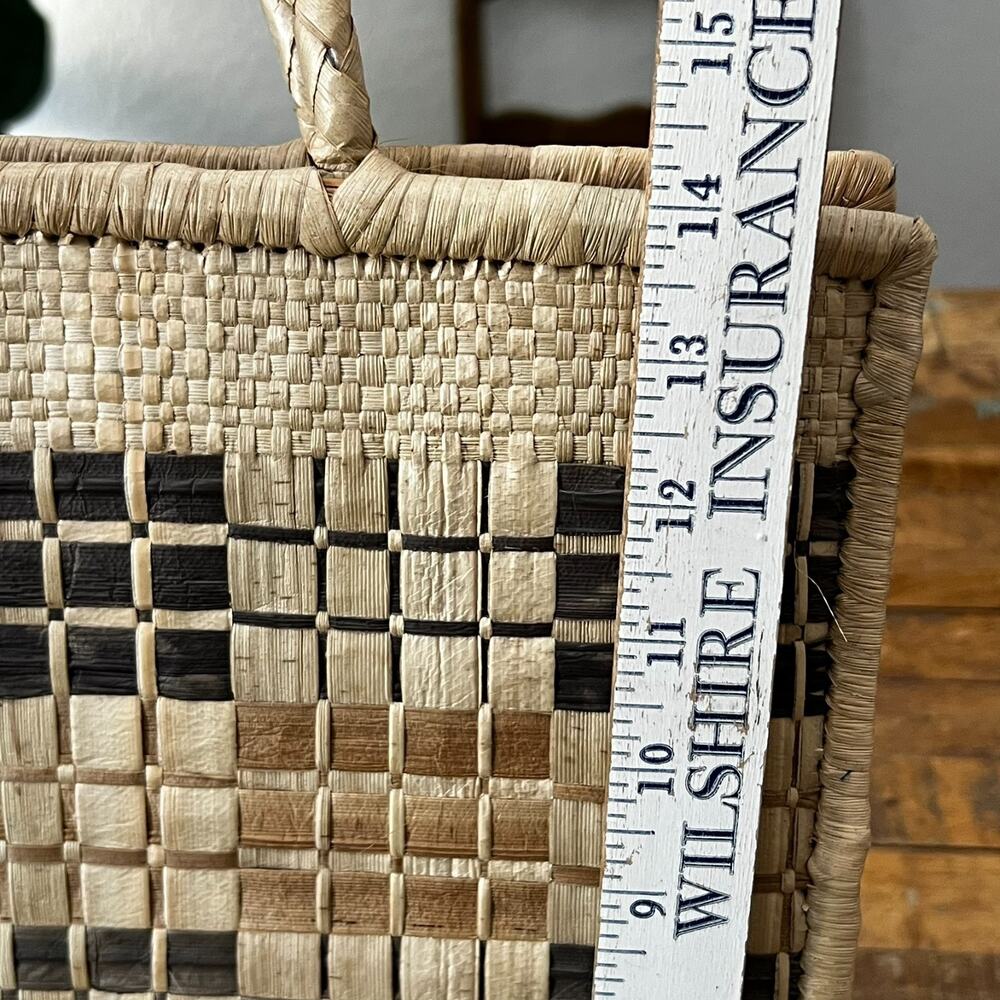 Basket Weave Purse Beach Handbag Double Handles - Picture 7 of 12